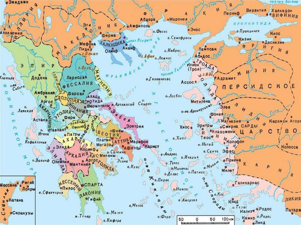 карта Древней Греции
